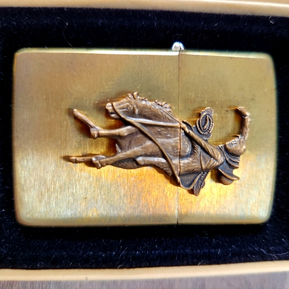 Vintage Marlboro Man Brass Zippo Lighter - Picture 1 of 5